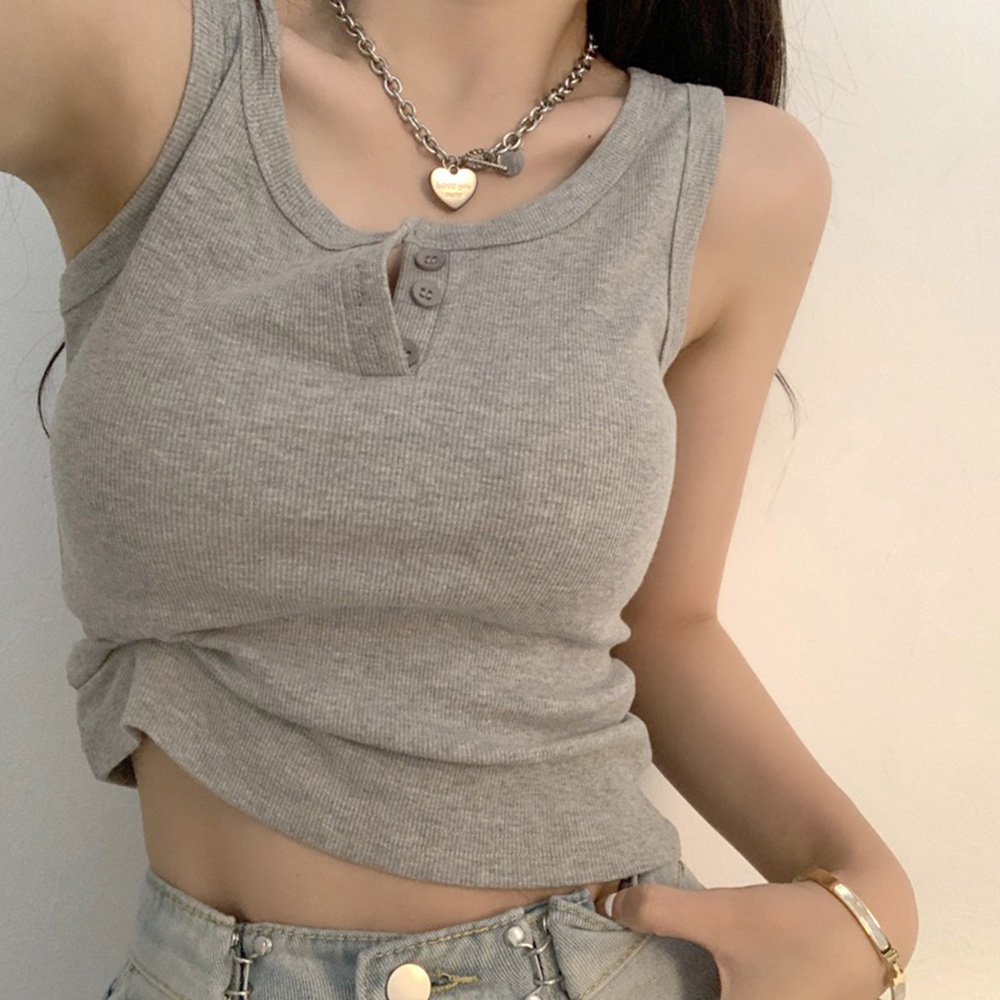 Summer Zara - Tank Top for Women Ribbed Button