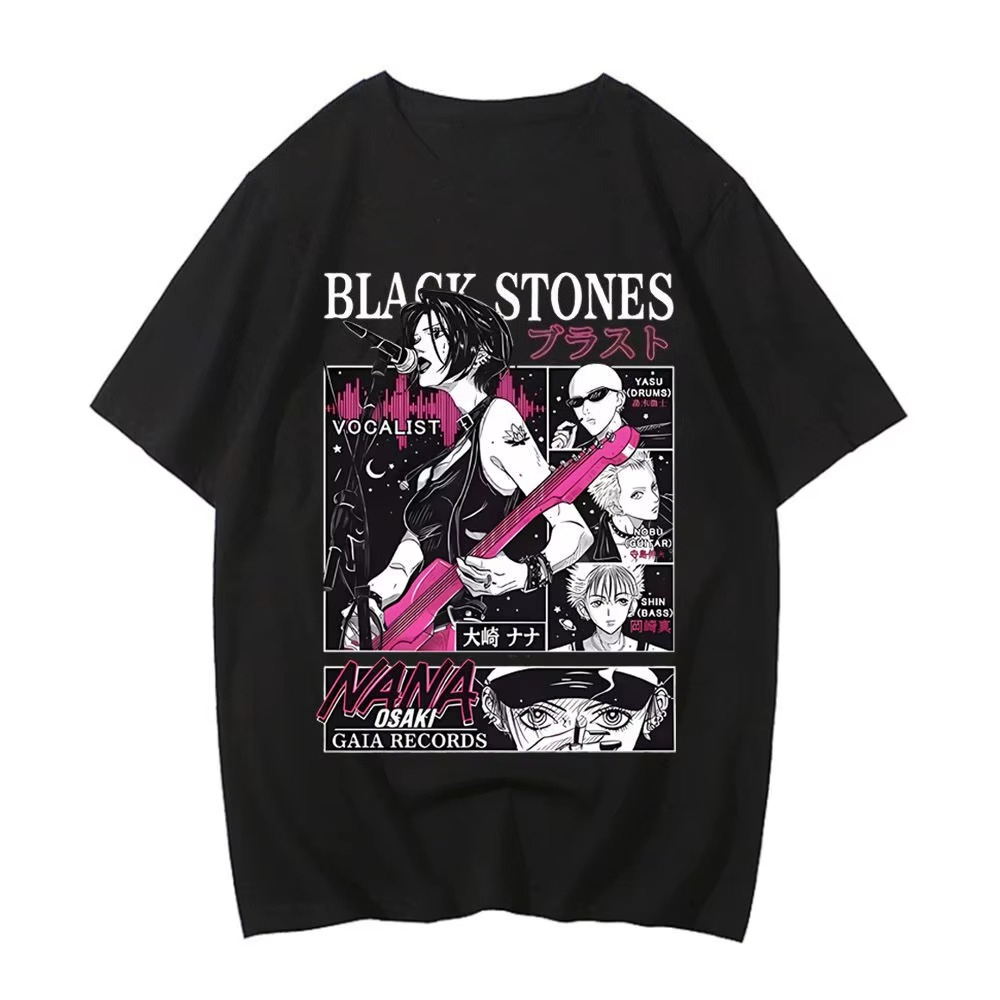 Japanese Summer Clothing Men - 2026 Summer Japanese Manga Black Stones