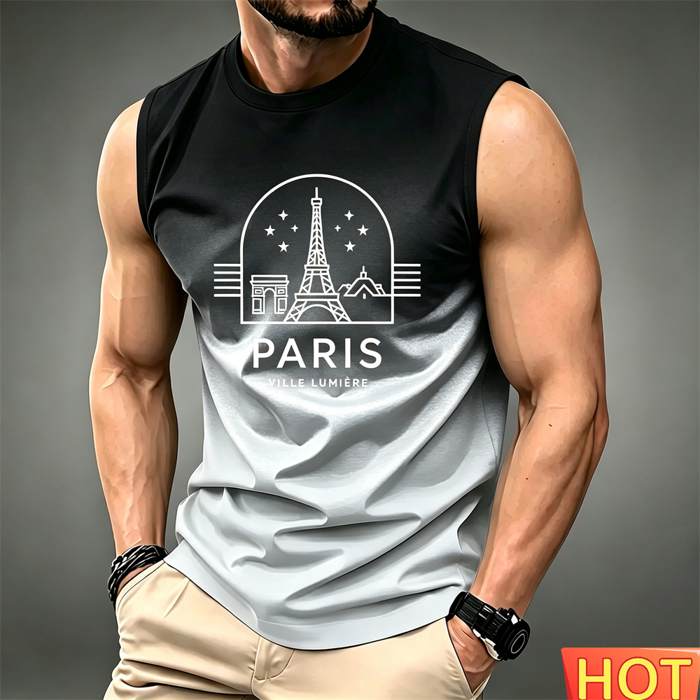 Summer Clothing In Paris - Summer Men's gradient sleeveless T-shirt Breathable