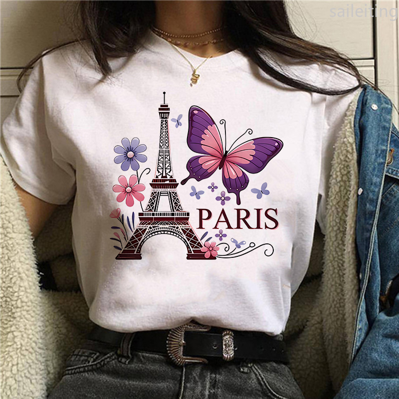 Summer Clothing In Paris - 90s Color Flower Butterfly Paris Design