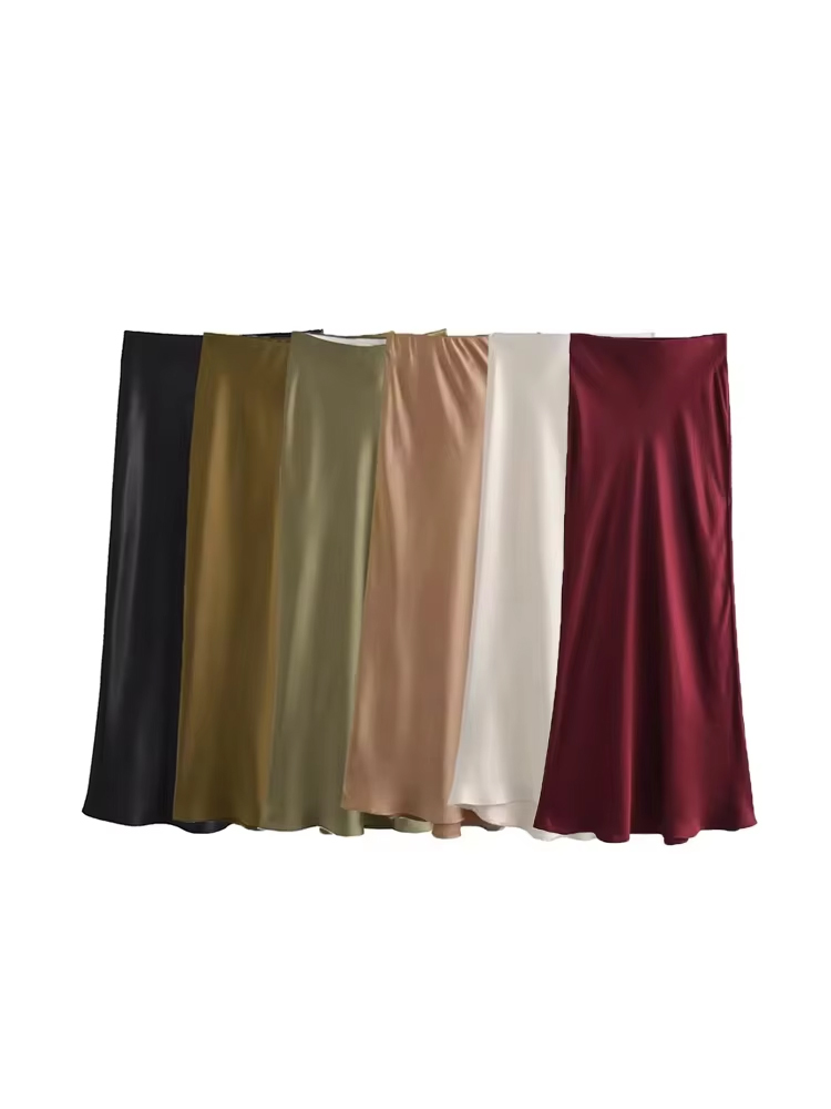 Summer Zara - Women's Soft Touch Silk-Like Midi Skirt