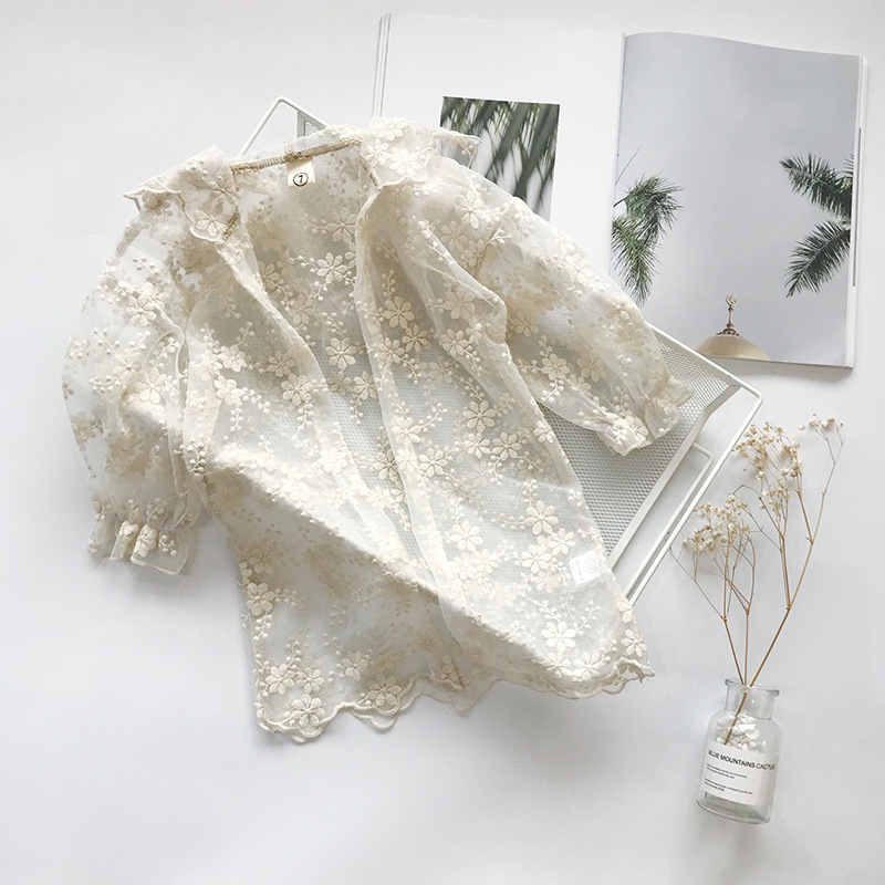 Yours Clothing Summer Jackets - Summer child girl lace jacket sunscreen