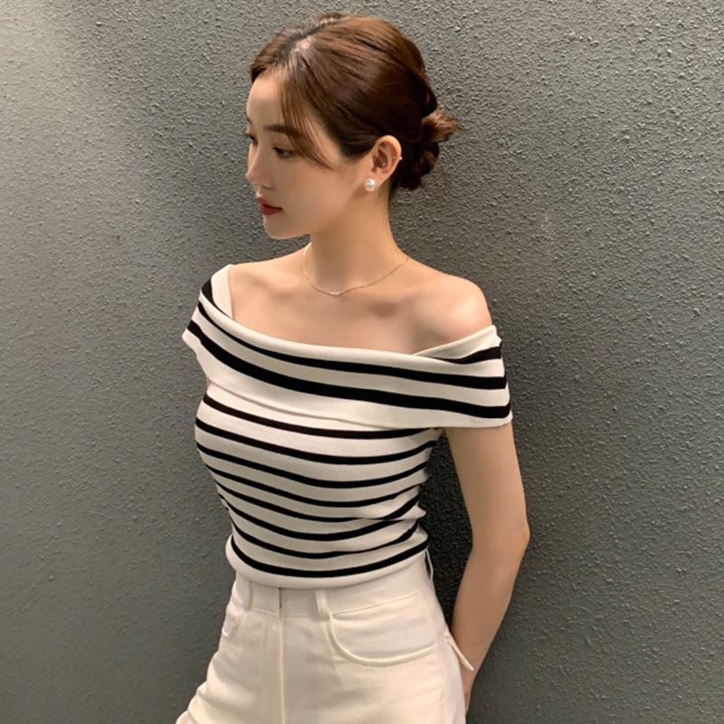 Summer Zara - Summer Fashion Stripe Knitted T-shirt Women