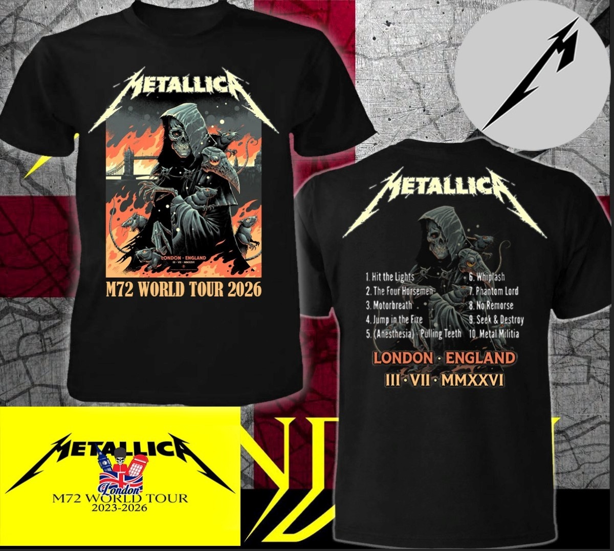 Metallica M72 World Tour 2026  - огляд і ціна Summer Clothing London