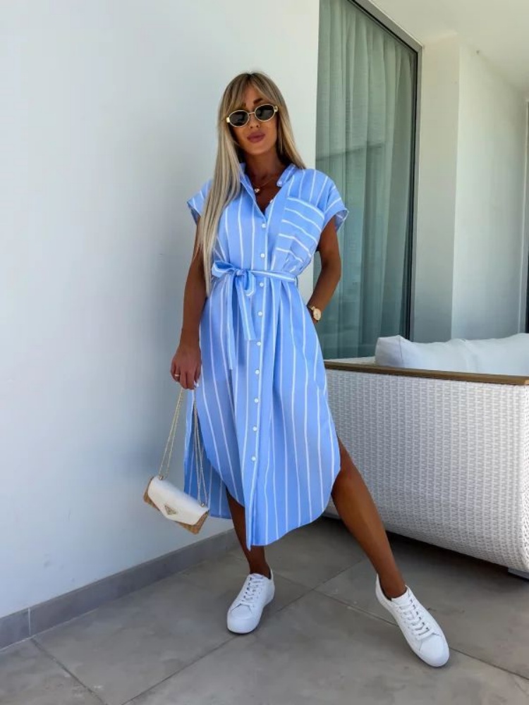 Short Sleeve Striped Shirt Dre - огляд і ціна Summer Clothing Looks