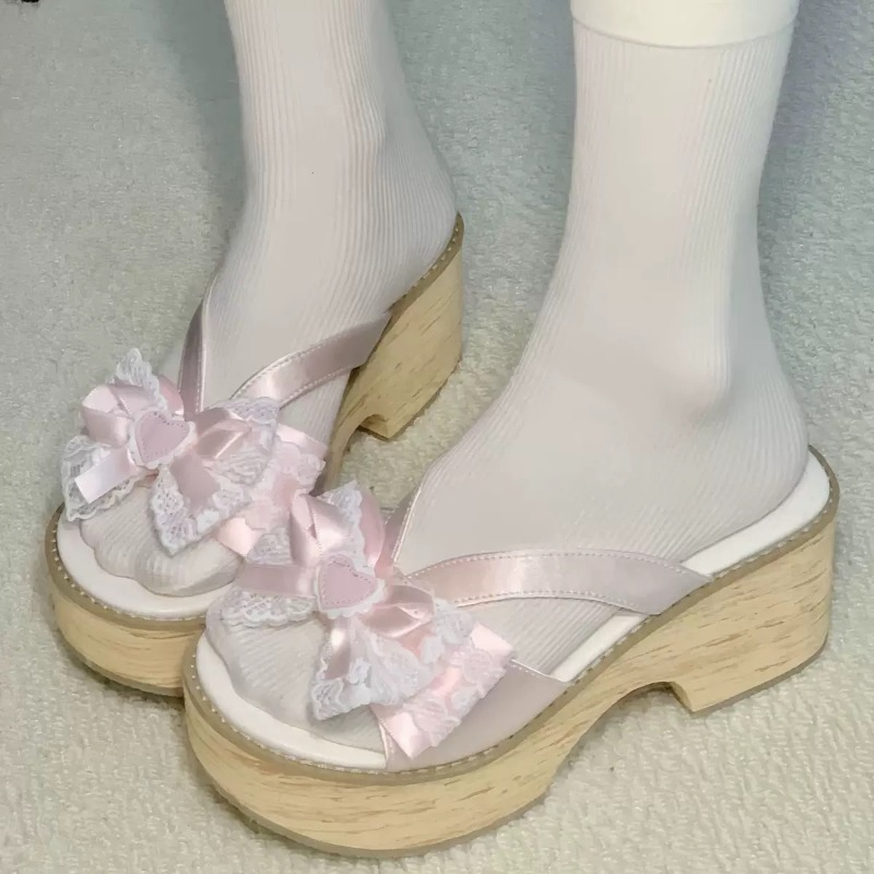 Sweet Bow Wood Grain Thick Bot - огляд і ціна Summer Holiday Clothing Women