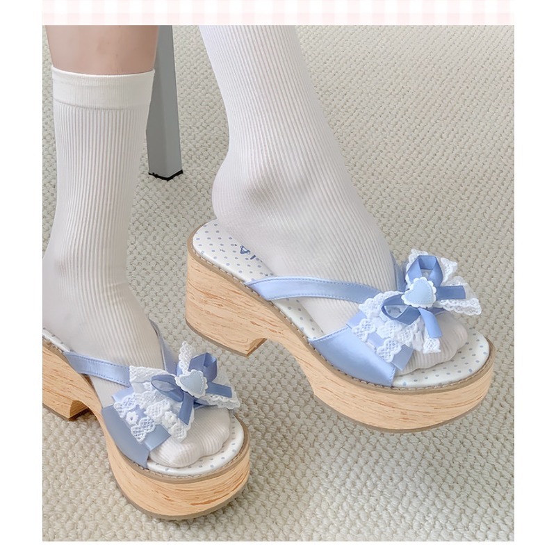 Sweet Bow Wood Grain Thick Bot - огляд і ціна Summer Holiday Clothing Women
