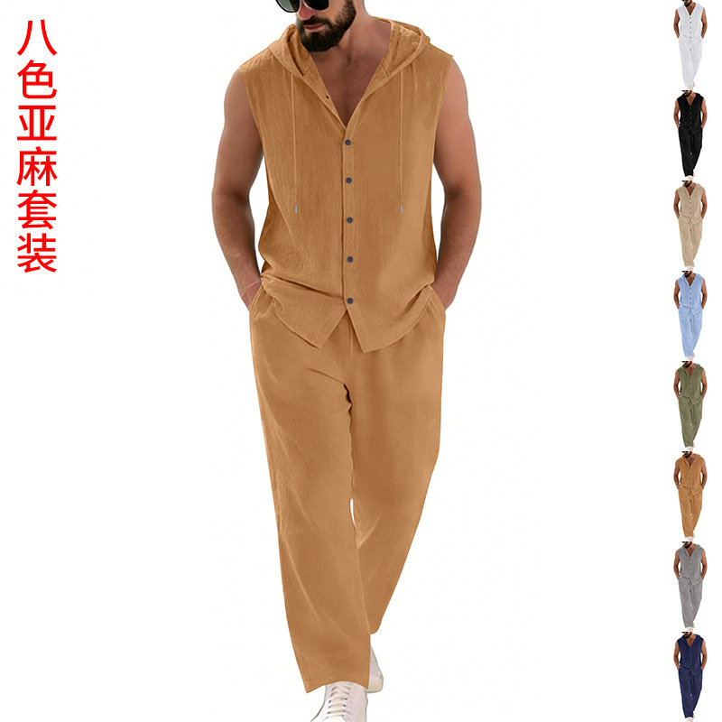 Men's Casual Linen Suit Hooded - огляд і ціна Summer Clothing Mens