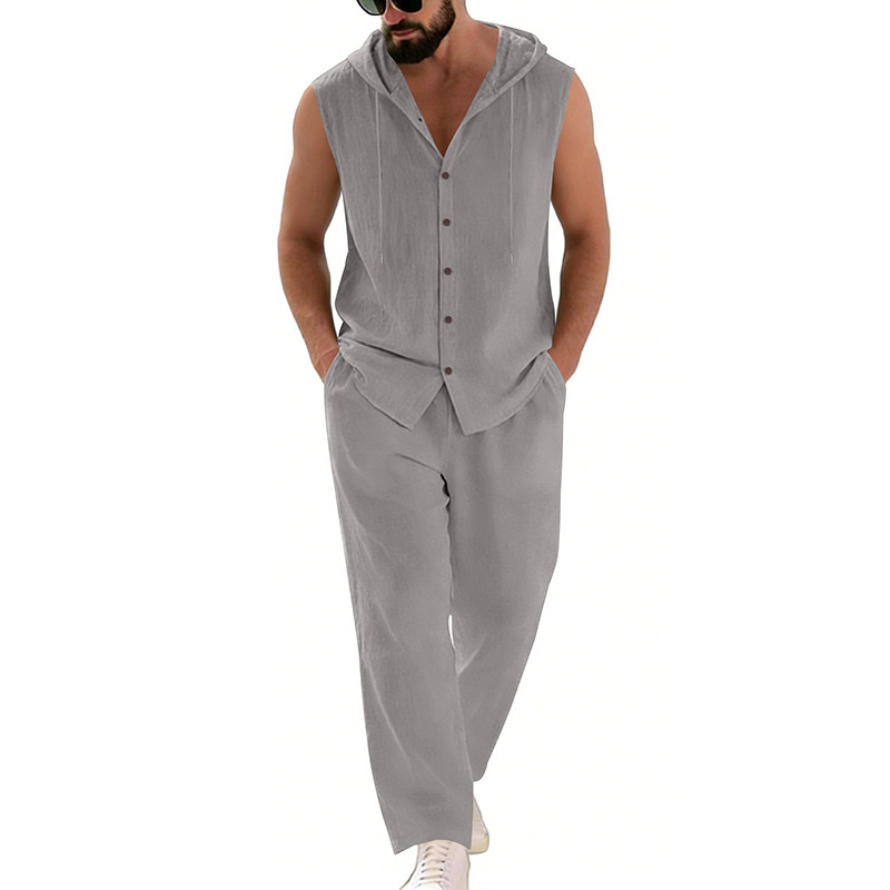 Men's Casual Linen Suit Hooded - огляд і ціна Summer Clothing Mens