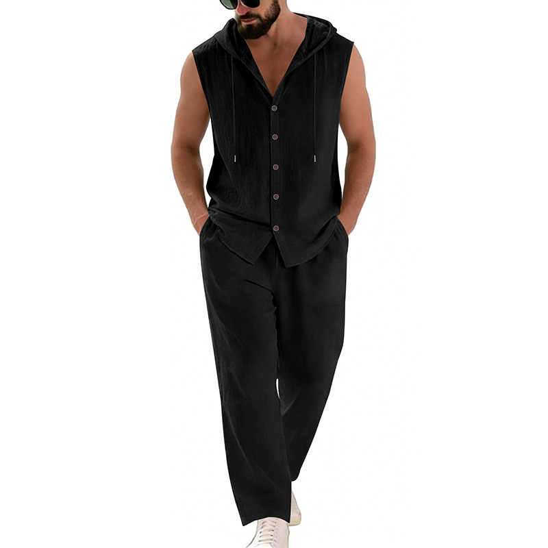 Men's Casual Linen Suit Hooded - огляд і ціна Summer Clothing Mens