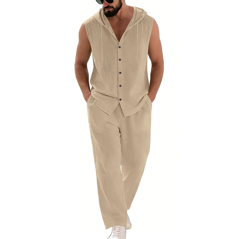 Men's Casual Linen Suit Hooded - огляд і ціна Summer Clothing Mens