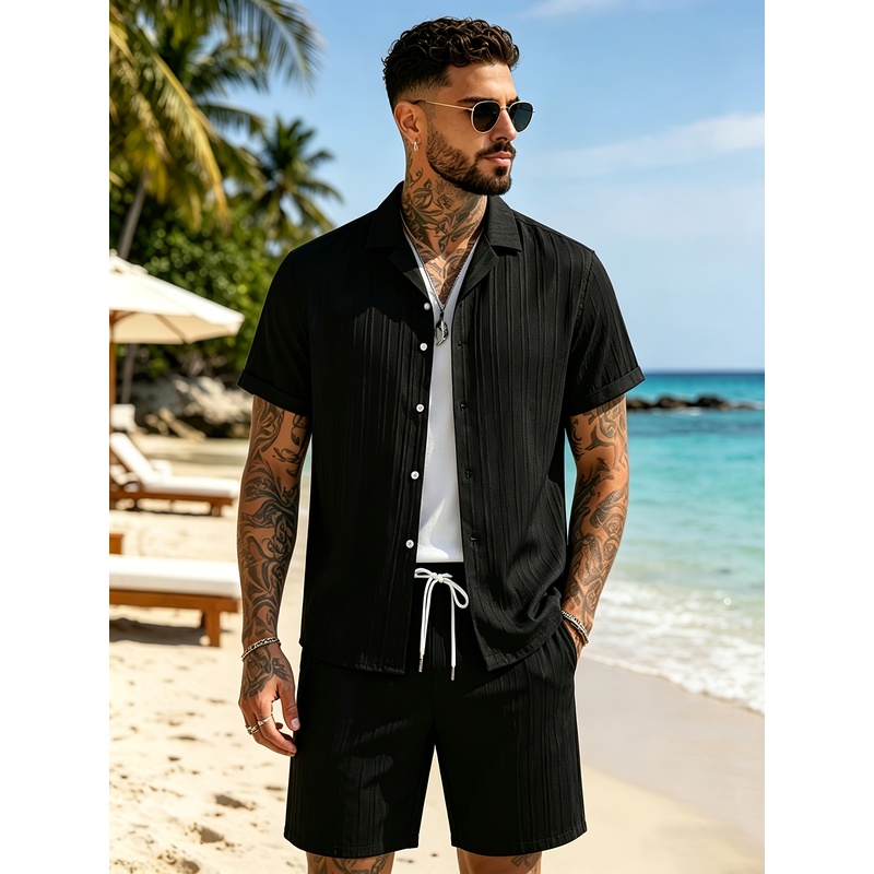 2Men's Summer Casual Suit Set， - огляд і ціна Summer Clothing For A Beach