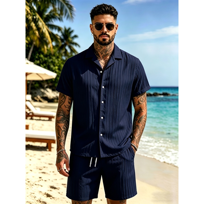 2Men's Summer Casual Suit Set， - огляд і ціна Summer Clothing For A Beach