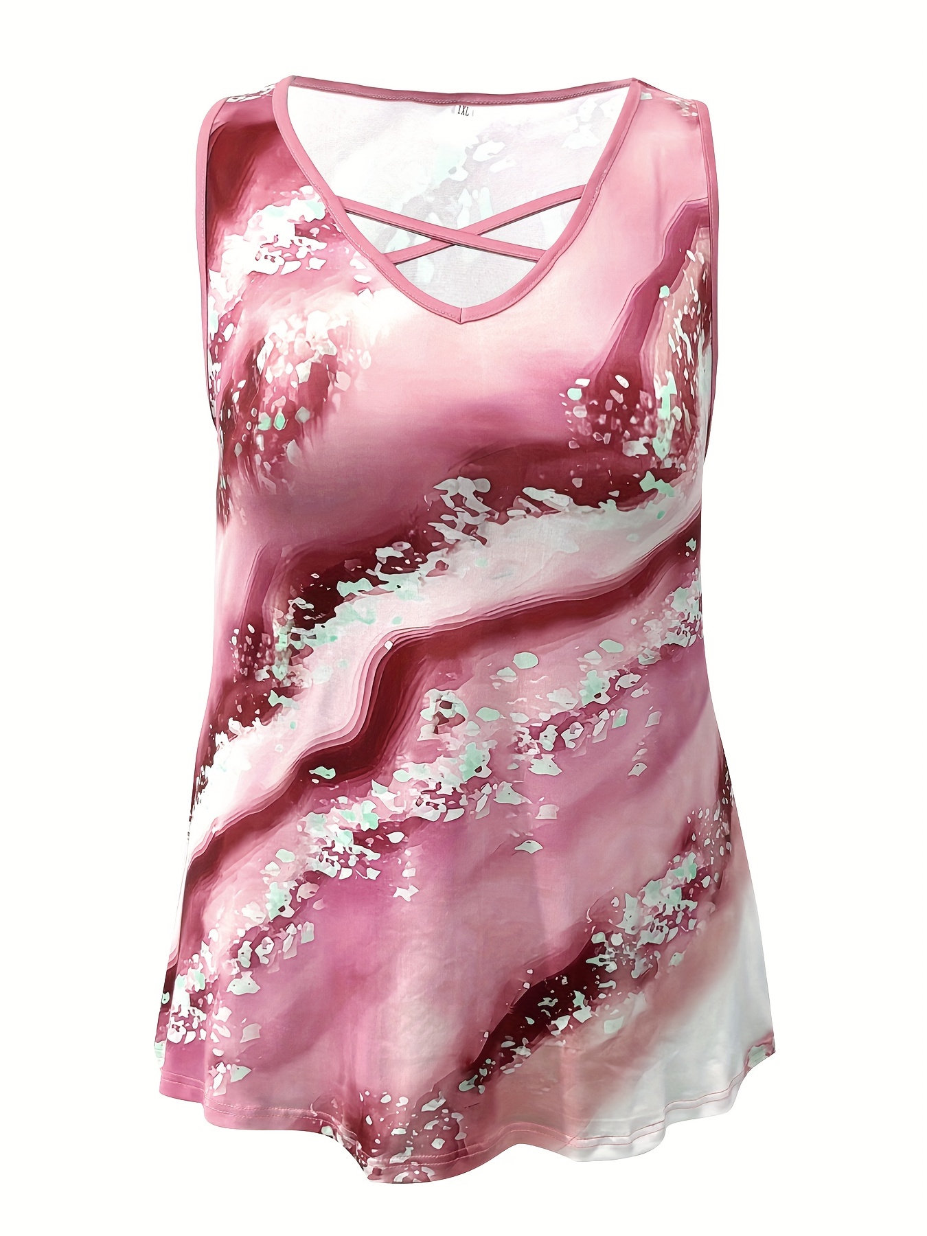 Plus Size Marble Print Tank To - огляд і ціна Summer Clothing For Plus Size Women